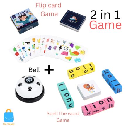 2 in 1 game spell the word (English version) +  flip card game  + Bell